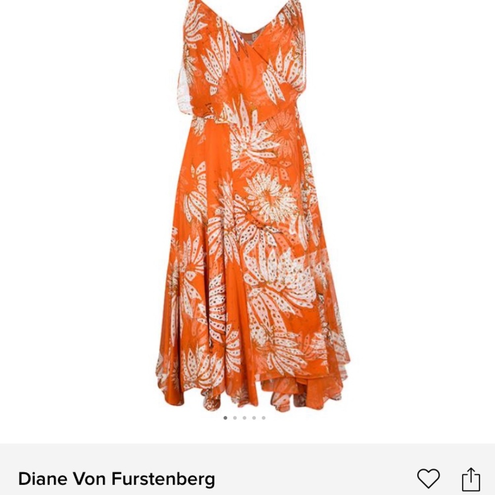 Diane Von Furstenberg Orange Floral Printed Chiffon Tupai